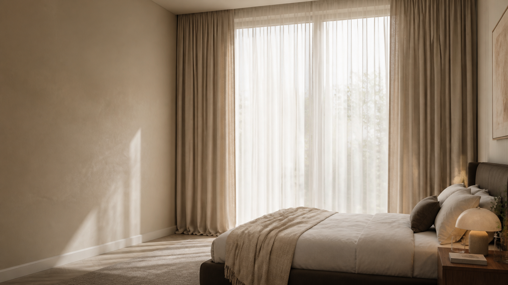 Thread-dressed bedroom