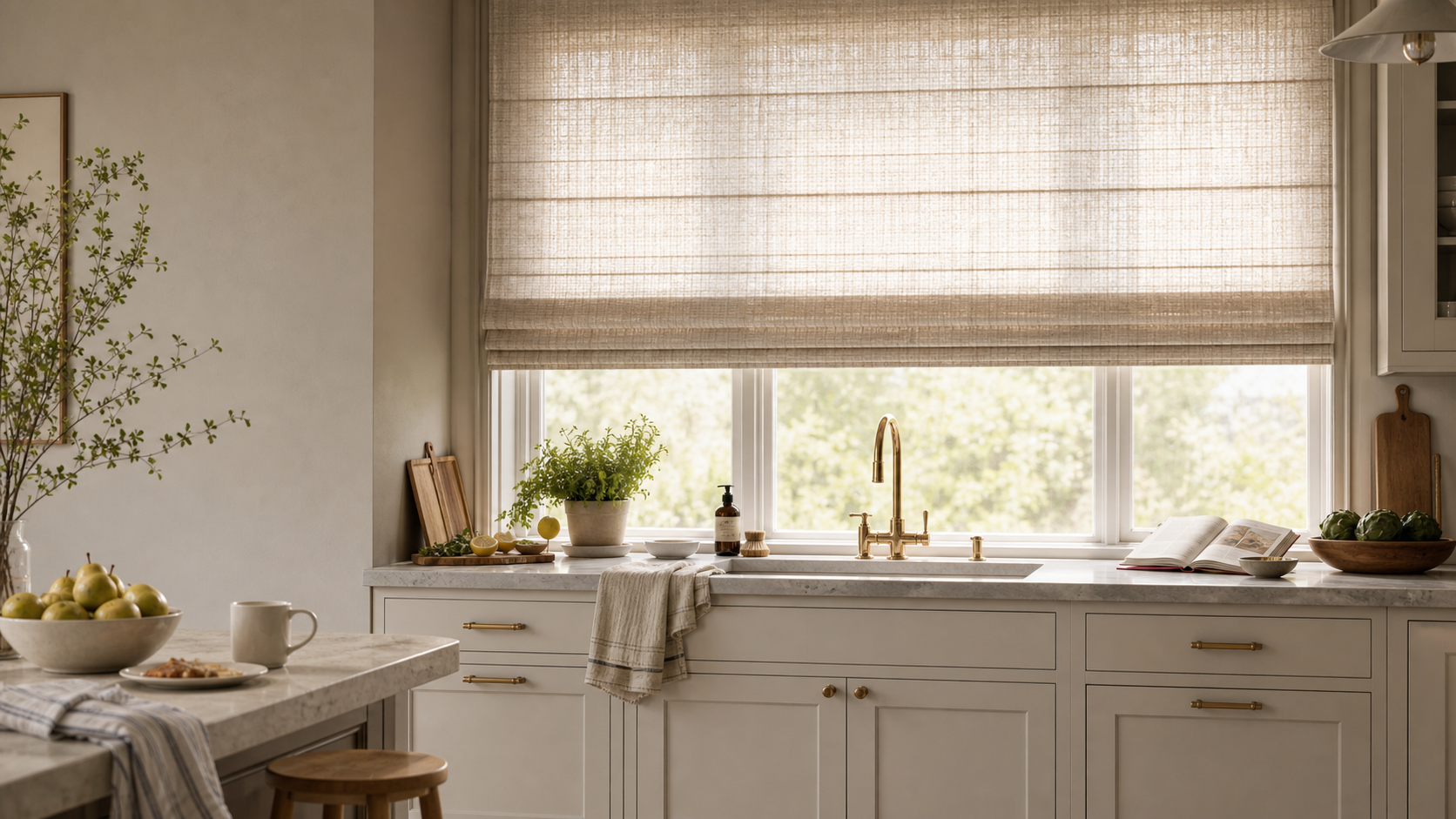 Roman blinds in a Thread-dressed kitchen